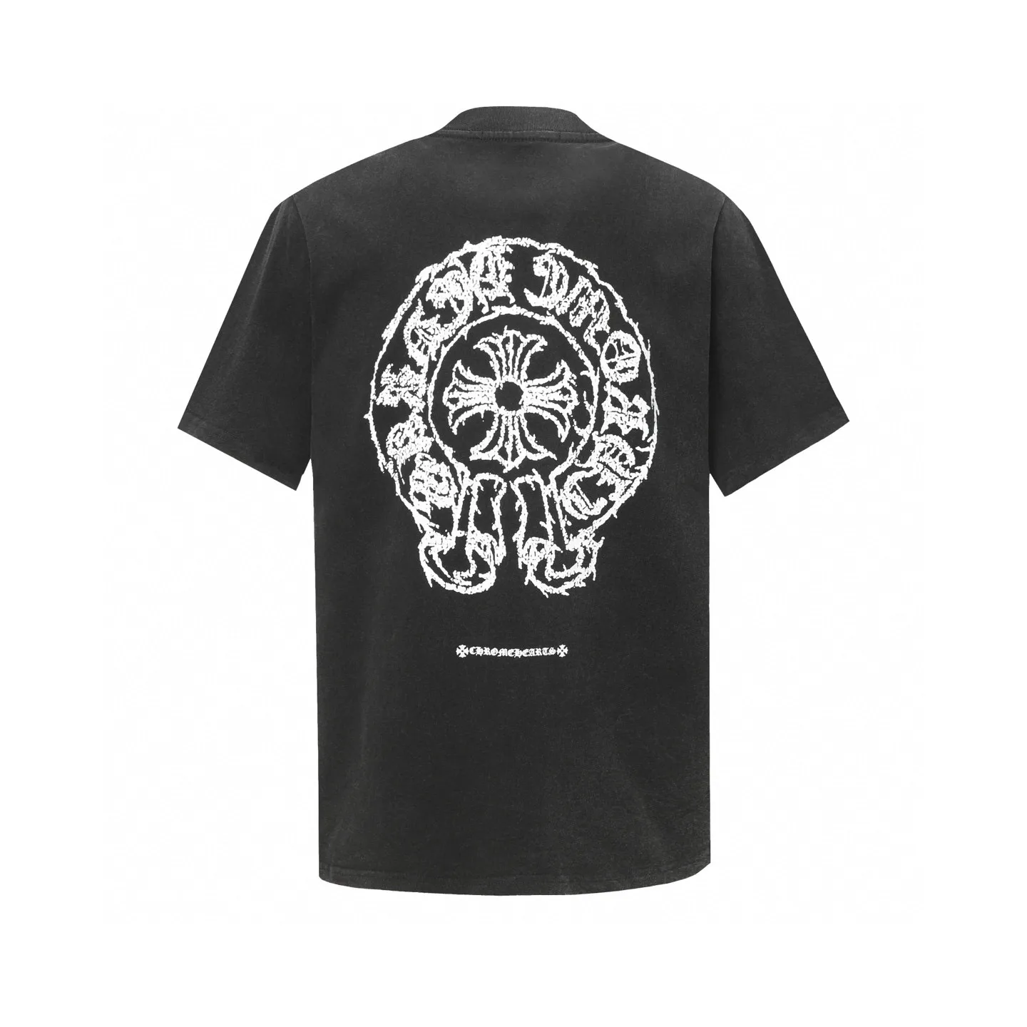 🅿️180 Chrome hearte/Chrome heart ch 25ss early spring new Sanskrit logo washed T-shirt short sleeves. A must-have item for daily commuting for men and women in light luxury. The correct version is welcome to compare. Detailed features ·280g 100% cotton double yarn jersey fabric ·Special thickened 32 pieces of double-strand 1x1 thread in the same vat ·Double-needle cross-stitch technology ·Original main mark washed hangtag COLOUR: Washed black SIZE：xs-l